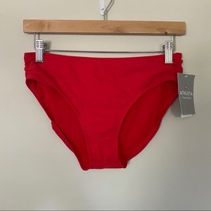 NWT Athleta Shirred Full Tide Bikini Bottom Red S
